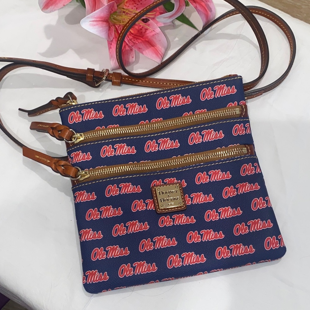 NWOT Dooney & Bourke Ole Miss Blue and Red Crossbody Bag never used